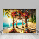 Aperturee - Aperturee Hawaii Beach Floral Gazebo Summer Photography Backdrop